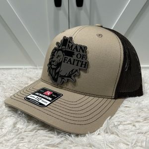 Man of faith laser engraved trucker Richardson 112 hat.